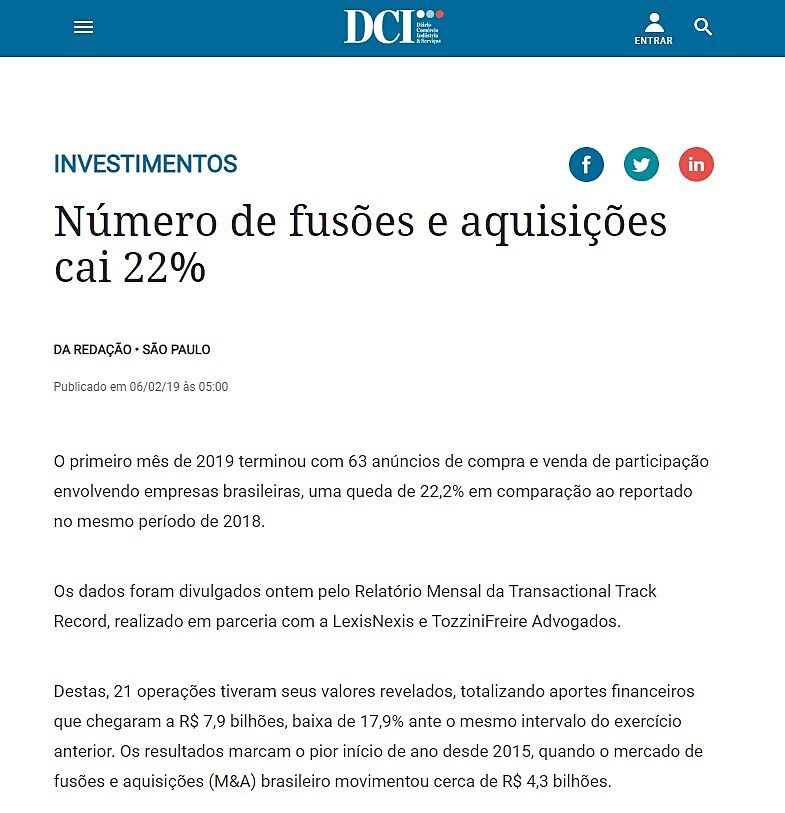 Nmero de fuses e aquisies cai 22%